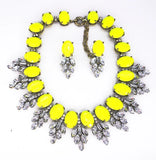 Colorful Flower Necklace Ear drop Gem Women Wedding Jewelry