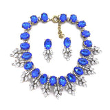 Colorful Flower Necklace Ear drop Gem Women Wedding Jewelry