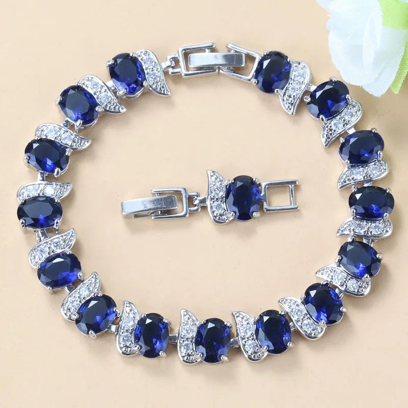 Green Cubic Zirconia 925 Mark Female Bracelet Bangle, Adjustable Length 18+3CM