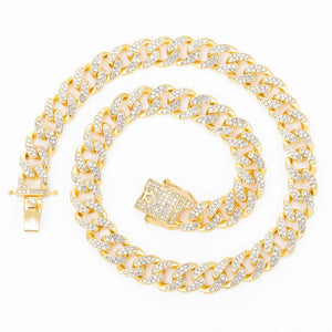 13mm Prong Cuban Link Chain Necklace Iced Out Bling Rapper Jewelry