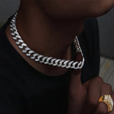 13mm Prong Cuban Link Chain Necklace Iced Out Bling Rapper Jewelry