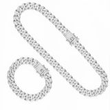 13mm Prong Cuban Link Chain Necklace Iced Out Bling Rapper Jewelry