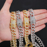 13mm Prong Cuban Link Chain Necklace Iced Out Bling Rapper Jewelry