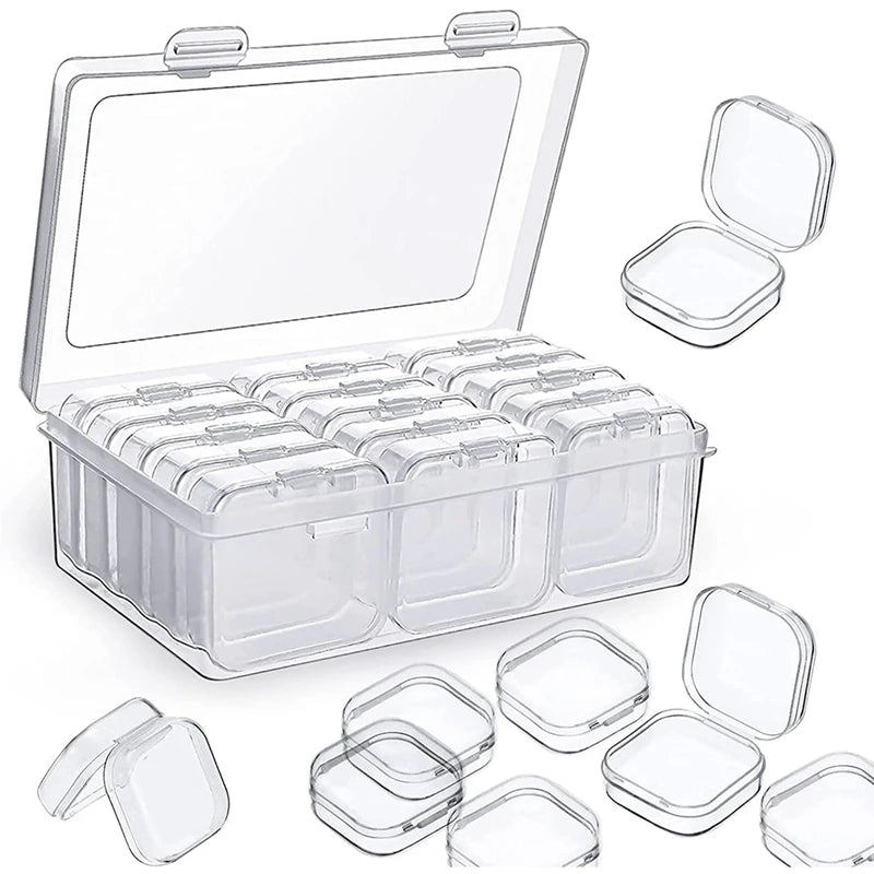 Plastic Beads Storage Box, Small Clear Container with Lids