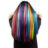 Rainbow Clip in Hair Extensions, Colorful Synthetic Hairpieces