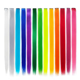 Rainbow Clip in Hair Extensions, Colorful Synthetic Hairpieces