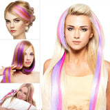 Rainbow Clip in Hair Extensions, Colorful Synthetic Hairpieces