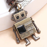 Bronze Alloy Robot Charm Men's Car Keychain Travel Bag Backpack Key Ring Pendant