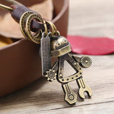 Bronze Alloy Robot Charm Men's Car Keychain Travel Bag Backpack Key Ring Pendant