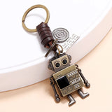 Bronze Alloy Robot Charm Men's Car Keychain Travel Bag Backpack Key Ring Pendant