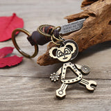 Bronze Alloy Robot Charm Men's Car Keychain Travel Bag Backpack Key Ring Pendant