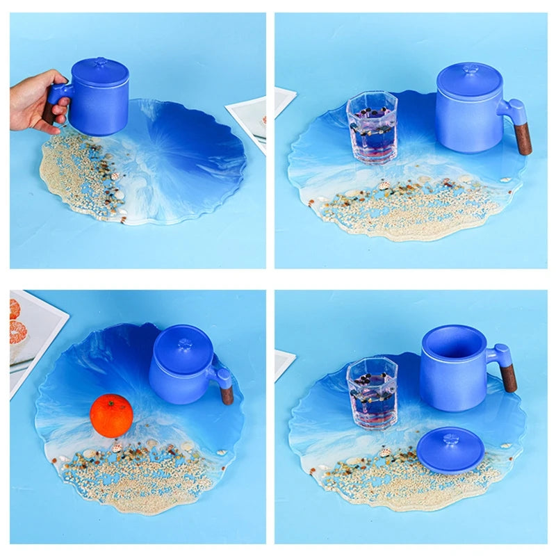 13" Round Agate Tray Epoxy Resin Mold Silicone Mould DIY Crafts Home Decor