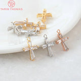4PCS 18x12MM 24K Brass Zircon Cross Pendants DIY Jewelry Findings