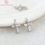 4PCS 18x12MM 24K Brass Zircon Cross Pendants DIY Jewelry Findings