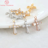 4PCS 18x12MM 24K Brass Zircon Cross Pendants DIY Jewelry Findings