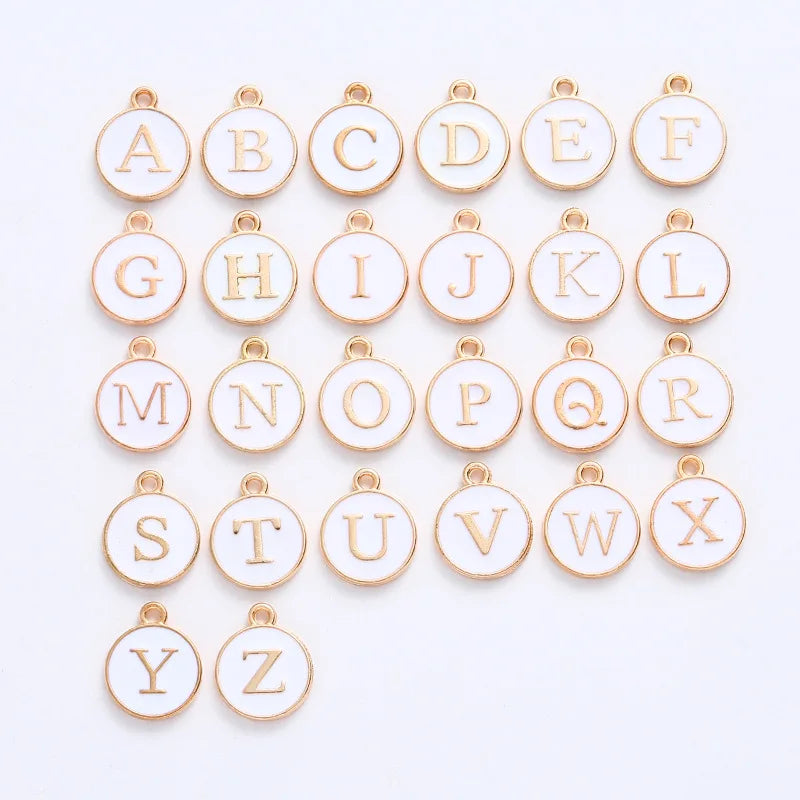130PC/lot 10Colors 12mm A-Letter Pendant Charms For Jewelry Making