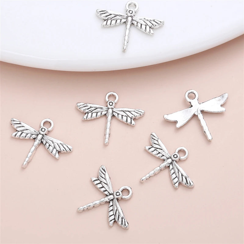 130Pcs Dragonfly Charm Metal DIY Jewelry Making Pendant