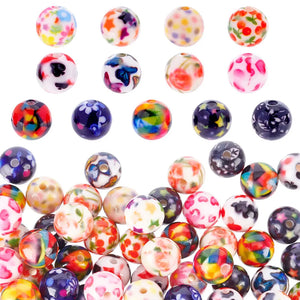 130Pcs 10mm Leaf Pattern Resin Beads for DIY Crafts