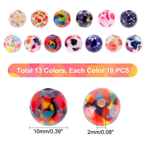 130Pcs 10mm Leaf Pattern Resin Beads for DIY Crafts