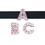 130pc 8mm A-Z Pink Rhinestone Slide Letter Alphabet for DIY Pet Collars