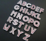 130pc 8mm A-Z Pink Rhinestone Slide Letter Alphabet for DIY Pet Collars