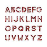 130pcs 8mm Zinc Alloy Charms Red Rhinestone Slide Letters for Bracelets