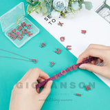 130pcs 8mm Zinc Alloy Charms Red Rhinestone Slide Letters for Bracelets