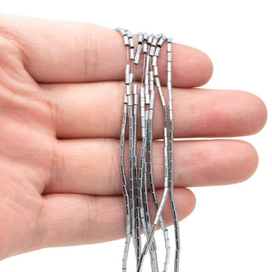 130pcs Hematite Cylinder Beads 1.5x3mm for DIY Jewelry Making