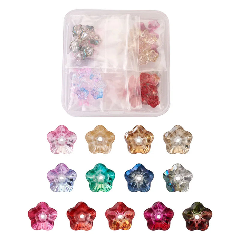 Colorful Trumpet Flower Glass Charm Beads for DIY Jewelry Making