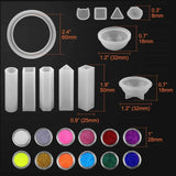 131 Pcs Epoxy Resin Jewelry Making Kit with Silicone Molds & Foil Flakes