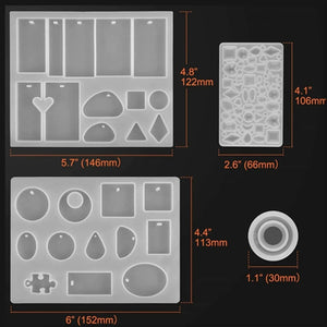 131 Pcs Epoxy Resin Jewelry Making Kit with Molds Flakes