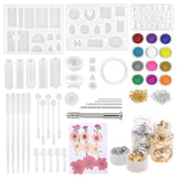 131 Pcs Epoxy Resin Jewelry Making Kit with Molds Flakes