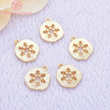 10PCS 11MM 24K Plated Brass Snow Charms Pendants Jewelry Findings