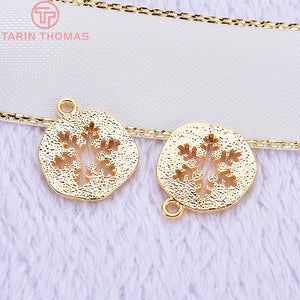 10PCS 11MM 24K Plated Brass Snow Charms Pendants Jewelry Findings