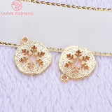 10PCS 11MM 24K Plated Brass Snow Charms Pendants Jewelry Findings