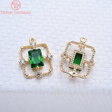 4PCS 17x13MM 24K Plated Brass Zircon Charms Pendants