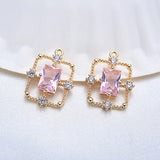 4PCS 17x13MM 24K Plated Brass Zircon Charms Pendants