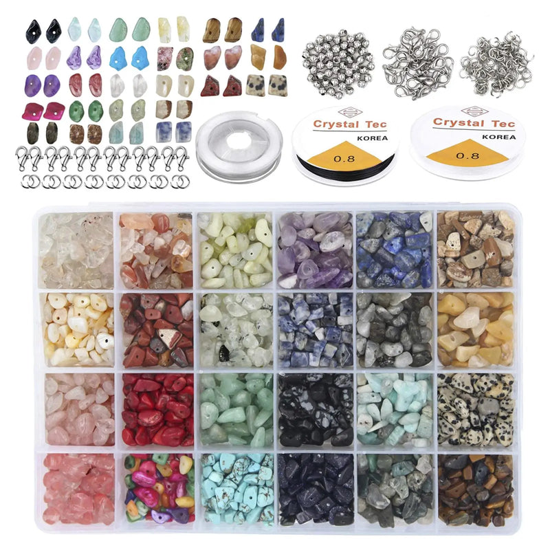 Natural Gemstone Beads Kit Jewelry Making Chips Gemstone Spacer Beads