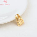 4PCS 10.5x13MM Brass Zircon Handbag Charms Pendants