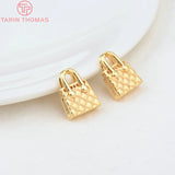 4PCS 10.5x13MM Brass Zircon Handbag Charms Pendants