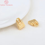 4PCS 10.5x13MM Brass Zircon Handbag Charms Pendants