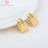 4PCS 10.5x13MM Brass Zircon Handbag Charms Pendants