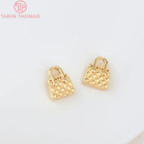 4PCS 10.5x13MM Brass Zircon Handbag Charms Pendants