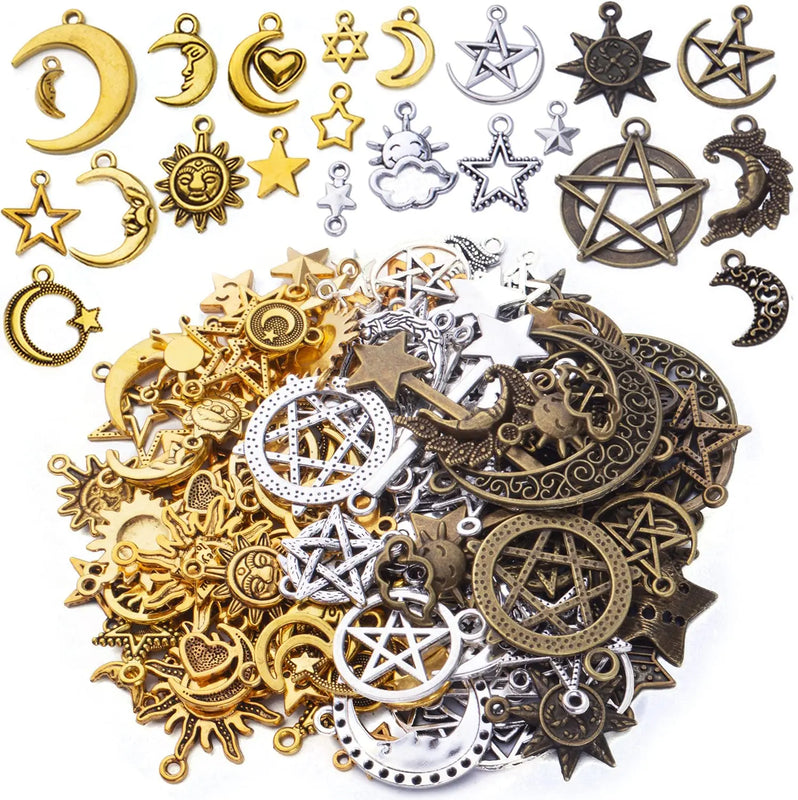 132pcs Mixed Celestial Charm Pendant for DIY Jewelry Making