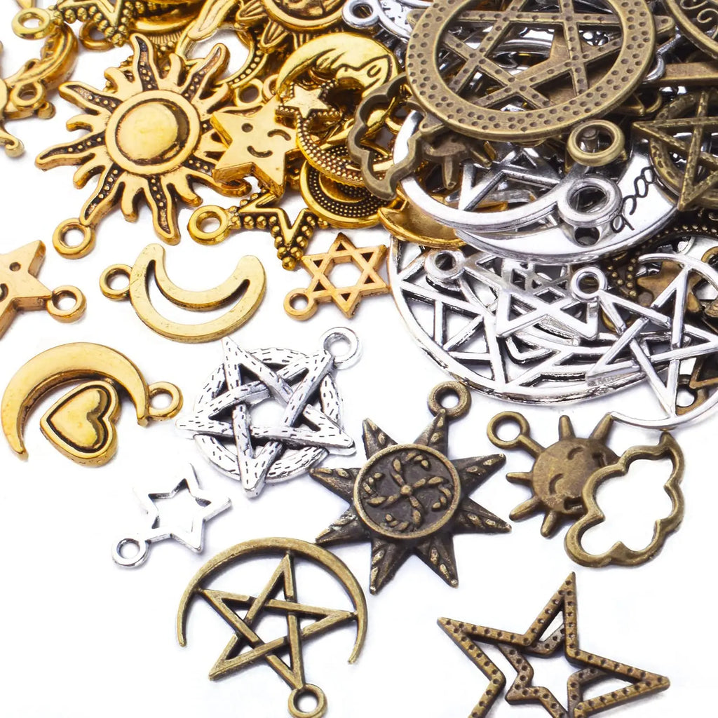 132pcs Mixed Celestial Charm Pendant for DIY Jewelry Making