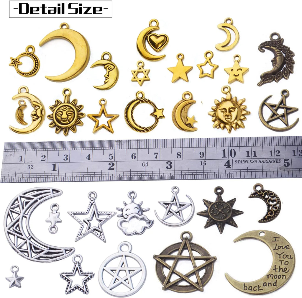132pcs Mixed Celestial Charm Pendant for DIY Jewelry Making