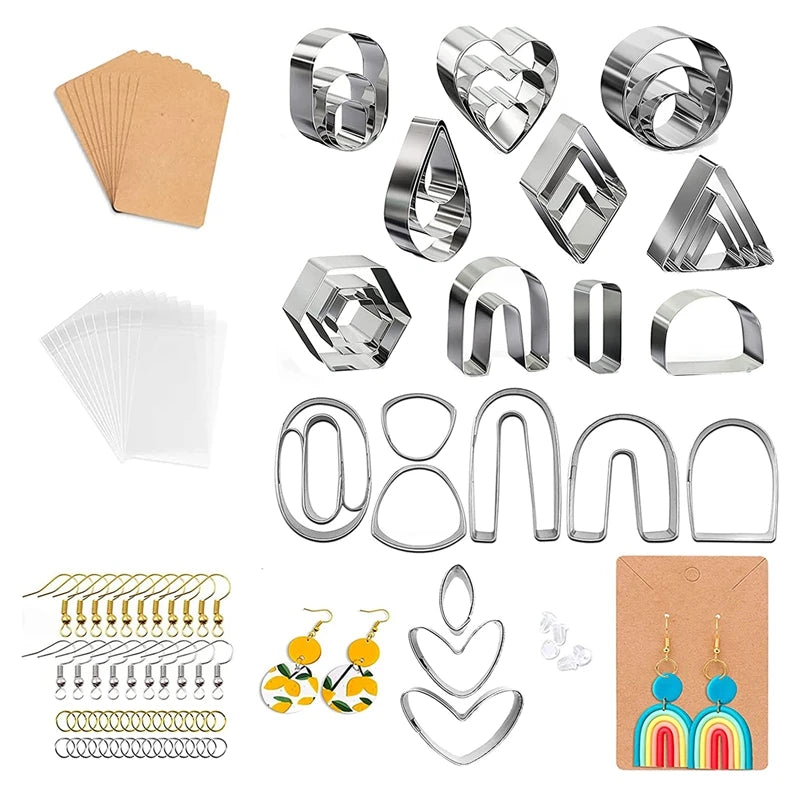 133-Piece Polymer Clay Cutters Kit with Earring Cards & Hooks
