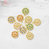 4PCS 11x13MM Brass Zircon Round Charm Pendants