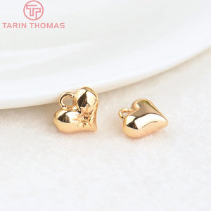 10PCS 6x7MM Brass Heart Pendants Charms DIY Jewelry Findings