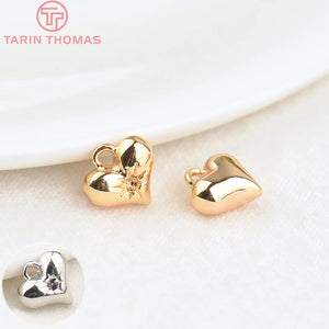 10PCS 6x7MM Brass Heart Pendants Charms DIY Jewelry Findings